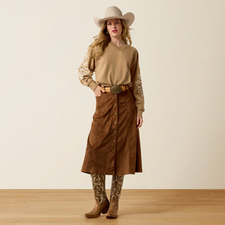Ariat Women's Juliette Western Sweatshirt – Khaki - Cowboy SwaggerAriat Women's Juliette Western Sweatshirt – KhakiWomen's Tops