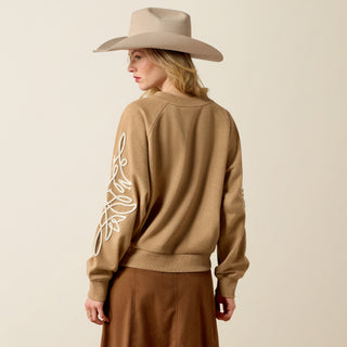 Ariat Women's Juliette Western Sweatshirt – Khaki - Cowboy SwaggerAriat Women's Juliette Western Sweatshirt – KhakiWomen's Tops