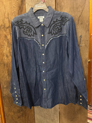 Ariat Women’s Second Fiddle Long Sleeve Shirt Medium Blue - Cowboy SwaggerAriat Women’s Second Fiddle Long Sleeve Shirt Medium Blue