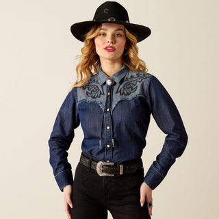Ariat Women’s Second Fiddle Long Sleeve Shirt Medium Blue - Cowboy SwaggerAriat Women’s Second Fiddle Long Sleeve Shirt Medium Blue