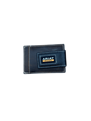 Ariat Work Men's Card Case Wallet, Leather with RFID Blocking and Magnetic Money Clip, front view
