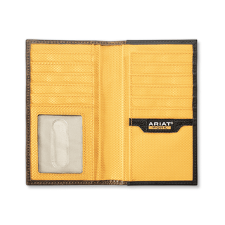 Ariat Work Men’s Checkbook Wallet – Black Leather with RFID Blocking & VenTEK Graphic - Cowboy SwaggerAriat Work Men’s Checkbook Wallet – Black Leather with RFID Blocking & VenTEK Graphic
