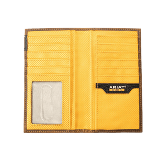 Ariat Work Men’s Checkbook Wallet – RFID Blocking Leather with Rebar Orange Interior - Cowboy SwaggerAriat Work Men’s Checkbook Wallet – RFID Blocking Leather with Rebar Orange Interior