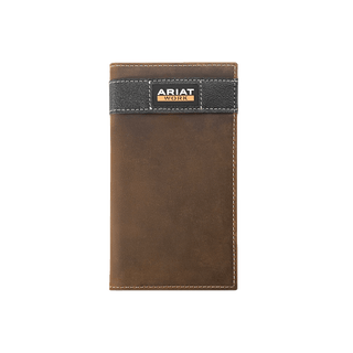 Ariat Work Men’s Checkbook Wallet – RFID Blocking Leather with Rebar Orange Interior - Cowboy SwaggerAriat Work Men’s Checkbook Wallet – RFID Blocking Leather with Rebar Orange Interior