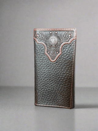 Ariat Youth Rodeo Wallet with Floral Tooled Overlay & Concho – Style A3551502 - Cowboy SwaggerAriat Youth Rodeo Wallet with Floral Tooled Overlay & Concho – Style A3551502