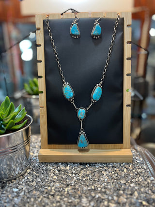 Augustine Largo Navajo Handmade Kingman Turquoise Set - Cowboy SwaggerAugustine Largo Navajo Handmade Kingman Turquoise SetJewelry Sets