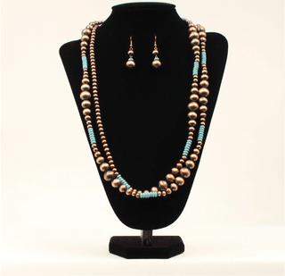 Blazin Roxx Bronze Bead and Turquoise Necklace Set - Cowboy SwaggerBlazin Roxx Bronze Bead and Turquoise Necklace Set