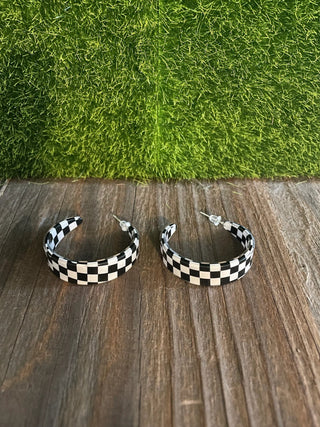 Blazin Roxx Checkered Print Hoops - Cowboy SwaggerBlazin Roxx Checkered Print Hoops
