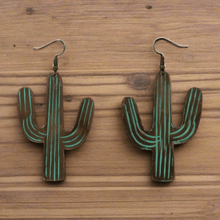 Blazin Roxx Large Patina Cactus Earrings - Cowboy SwaggerBlazin Roxx Large Patina Cactus Earrings