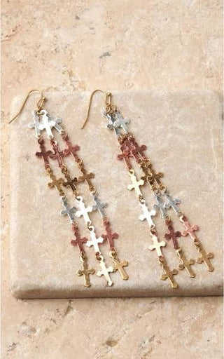 Blazin Roxx Multi - Color Cross Dangle Earrings - Cowboy SwaggerBlazin Roxx Multi - Color Cross Dangle Earrings