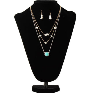 Blazin Roxx Multi Strand Mixed Pendant and Earrings Set - Cowboy SwaggerBlazin Roxx Multi Strand Mixed Pendant and Earrings Set