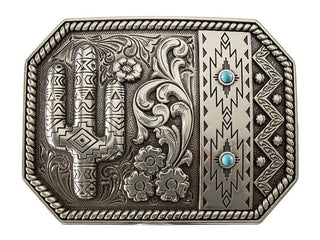 Cactus & Turquoise Stone Western Belt Buckle - Rodeo Cowgirl AccessoryCowboy Swagger