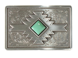 Blazin Roxx Women’s Rectangle Buckle – Turquoise Stone & Engraved Silver - Cowboy SwaggerBlazin Roxx Women’s Rectangle Buckle – Turquoise Stone & Engraved Silver