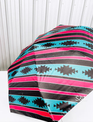Blue and Pink Aztec Stripe Umbrella - Cowboy SwaggerBlue and Pink Aztec Stripe Umbrella