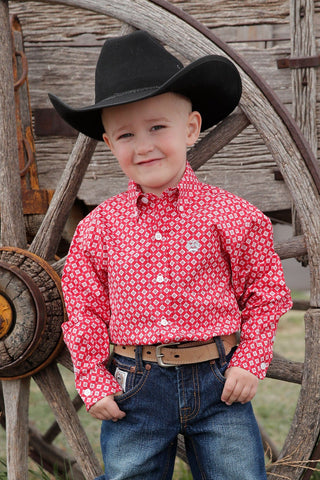 Boys Cinch Long Sleeve Red Western Shirt - Cowboy SwaggerBoys Cinch Long Sleeve Red Western Shirt