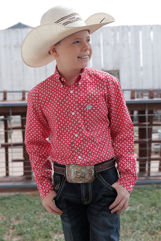 Boys Cinch Long Sleeve Red Western Shirt - Cowboy SwaggerBoys Cinch Long Sleeve Red Western Shirt