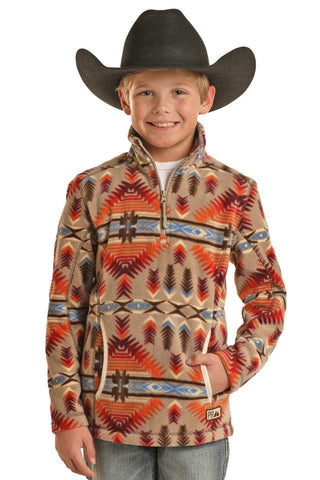 Boy’s Powder River Aztec Printed Fleece Pullover - Cowboy SwaggerBoy’s Powder River Aztec Printed Fleece Pullover