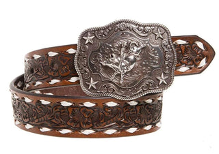 Boys’ Western Tooled Leather Belt with Silver Buckle – N4436208 - Cowboy SwaggerBoys’ Western Tooled Leather Belt with Silver Buckle – N4436208Boys
