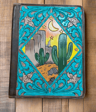 Cheeky’s Leather Cactus Tooled Document Folder - Cowboy SwaggerCheeky’s Leather Cactus Tooled Document Folder