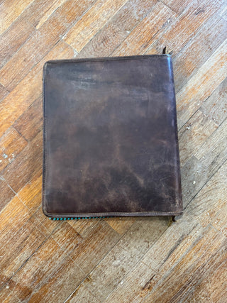 Cheekys Leather Longhorn with Turquoise Lacing Tooled Document Folder - Cowboy SwaggerCheekys Leather Longhorn with Turquoise Lacing Tooled Document Folder