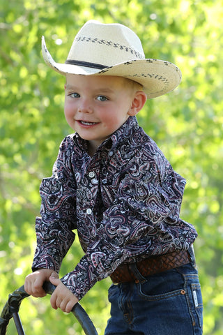 Cinch Baby Boy Infant / Toddler Paisley Shirt Pink - Cowboy SwaggerCinch Baby Boy Infant / Toddler Paisley Shirt PinkShirts & Tops