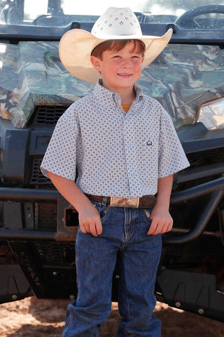 Cinch Boy's ArenaFlex Light Blue/Navy Print Button Down - Cowboy SwaggerCinch Boy's ArenaFlex Light Blue/Navy Print Button DownBoys