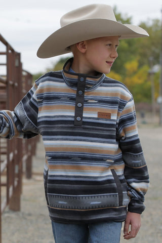 Cinch Boy's Fleece Pullover Black/Gray/Tan - Cowboy SwaggerCinch Boy's Fleece Pullover Black/Gray/TanBoys