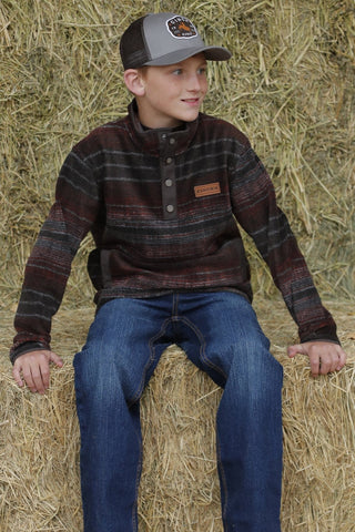 Cinch Boy's Fleece Pullover Brown/Red - Cowboy SwaggerCinch Boy's Fleece Pullover Brown/RedBoys