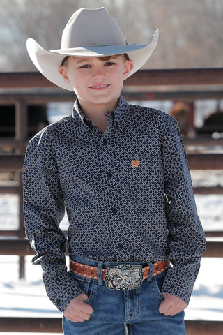 Cinch Boy’s Geometric Print Button - Down Western Shirt Navy - Cowboy SwaggerCinch Boy’s Geometric Print Button - Down Western Shirt NavyShirts & Tops