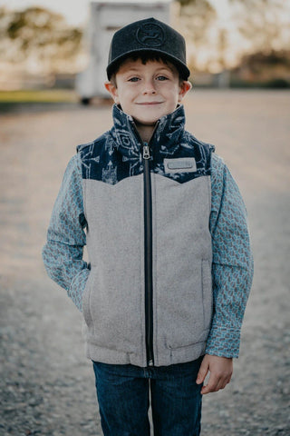 Cinch Boys Grey And Navy Lined Vest - Cowboy SwaggerCinch Boys Grey And Navy Lined VestBoys