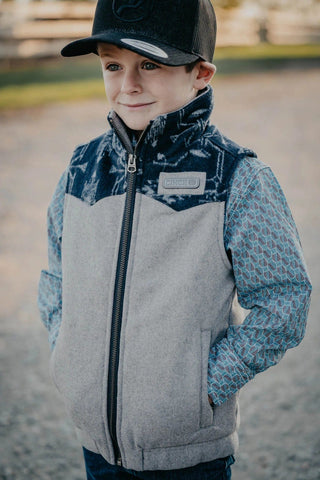 Cinch Boys Grey And Navy Lined Vest - Cowboy SwaggerCinch Boys Grey And Navy Lined VestBoys