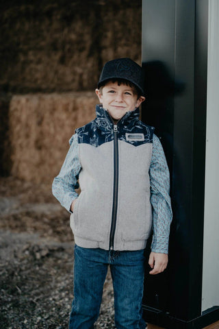 Cinch Boys Grey And Navy Lined Vest - Cowboy SwaggerCinch Boys Grey And Navy Lined VestBoys