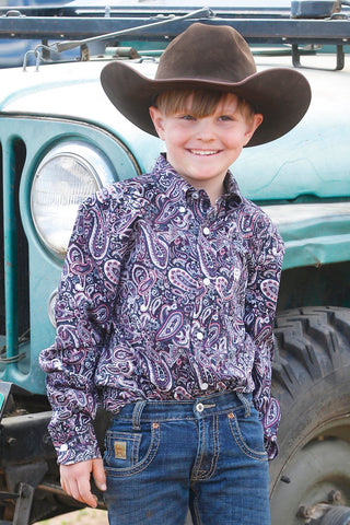 Cinch Boys Long Sleeve Paisley Shirt Pink - Cowboy SwaggerCinch Boys Long Sleeve Paisley Shirt PinkBoys