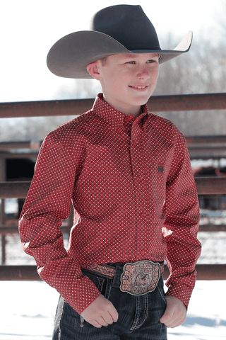 Cinch Boy’s Red and Black Geometric Print - Cowboy SwaggerCinch Boy’s Red and Black Geometric PrintShirts & Tops