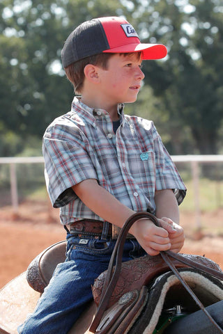 Cinch Boy’s Red Gray Short Sleeve - Cowboy SwaggerCinch Boy’s Red Gray Short SleeveBoys
