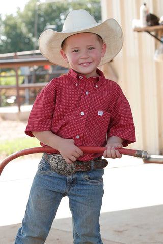 Cinch Boy’s Short Sleeve Button Down Red/Black - Cowboy SwaggerCinch Boy’s Short Sleeve Button Down Red/BlackBoys