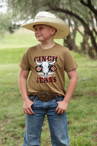Cinch Boys Southwest Skull Logo Tee Brown - Cowboy SwaggerCinch Boys Southwest Skull Logo Tee BrownShirts & Tops