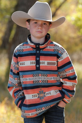 Cinch Boy’s Southwestern Print Polar Fleece Pullover Red - Cowboy SwaggerCinch Boy’s Southwestern Print Polar Fleece Pullover Red
