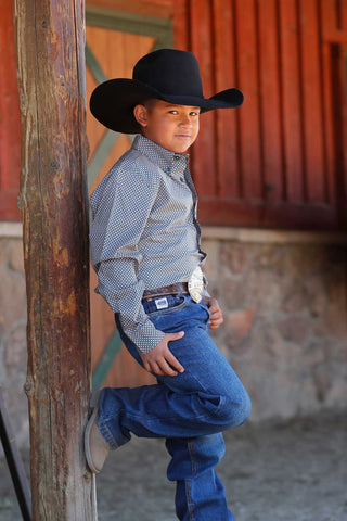 Cinch Boys’ Teal Geometric Print Button - Down Shirt – Style MTW7060388 - Cowboy SwaggerCinch Boys’ Teal Geometric Print Button - Down Shirt – Style MTW7060388