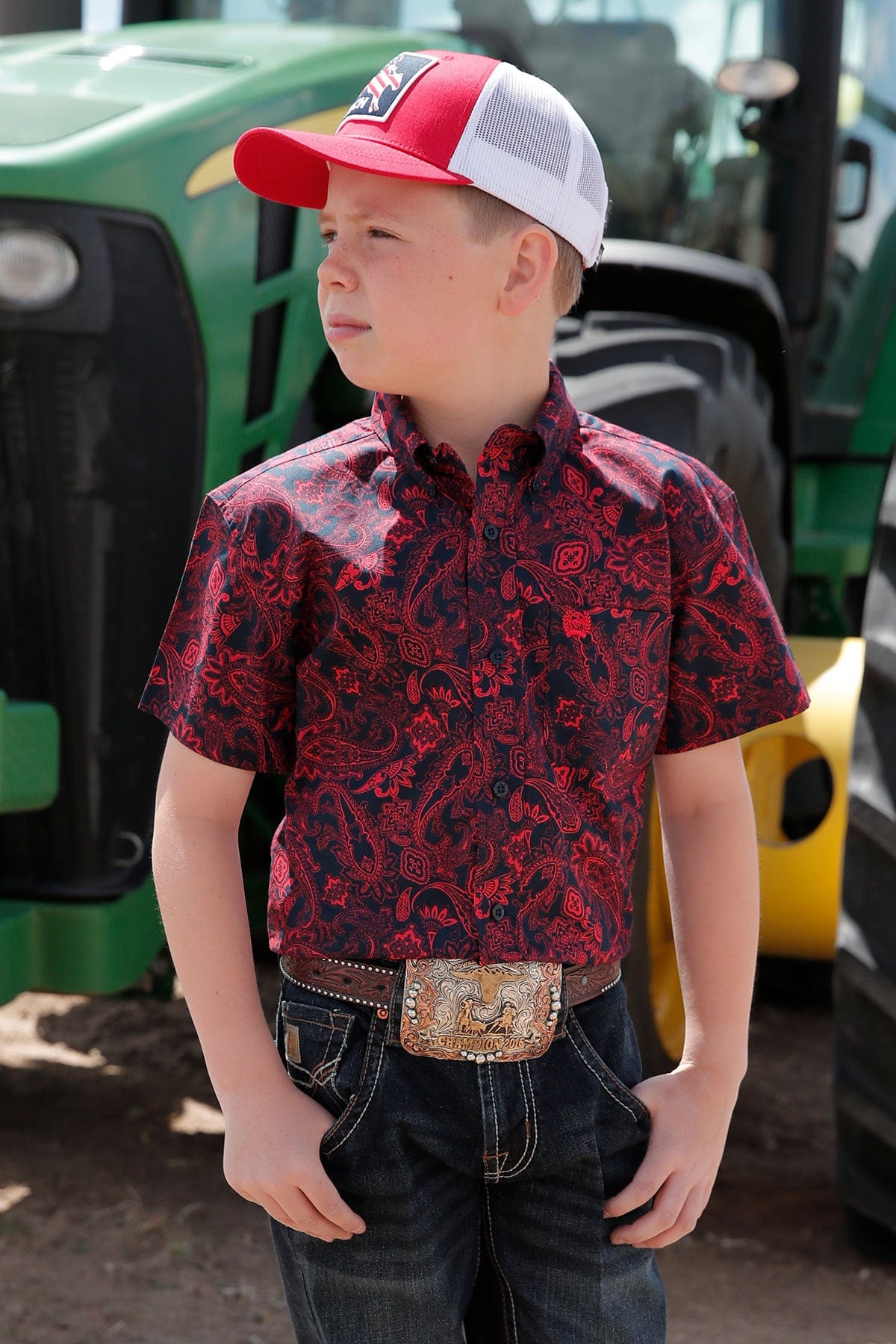 Boys Cinch Multi Print Gold/White Shirt