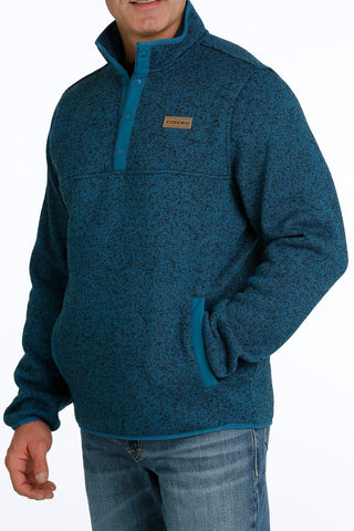 CINCH Cinch Mens 1/4 Button Up Pullover Sweater Teal