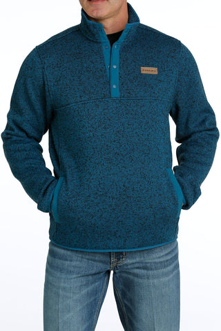 CINCH Cinch Mens 1/4 Button Up Pullover Sweater Teal
