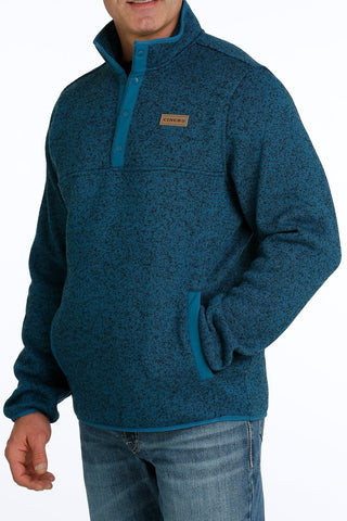 Cinch Mens 1/4 Button Up Pullover Sweater Teal - Cowboy SwaggerCinch Mens 1/4 Button Up Pullover Sweater Teal