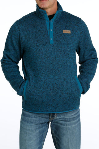 Cinch Mens 1/4 Button Up Pullover Sweater Teal - Cowboy SwaggerCinch Mens 1/4 Button Up Pullover Sweater Teal