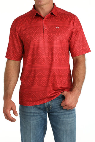 Cinch Men’s ArenaFlex Polo Red Aztec Print - Cowboy SwaggerCinch Men’s ArenaFlex Polo Red Aztec Print