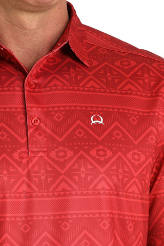Cinch Men’s ArenaFlex Polo Red Aztec Print - Cowboy SwaggerCinch Men’s ArenaFlex Polo Red Aztec Print