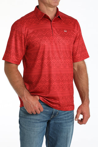 Cinch Men’s ArenaFlex Polo Red Aztec Print - Cowboy SwaggerCinch Men’s ArenaFlex Polo Red Aztec Print