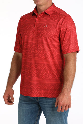 Cinch Men’s ArenaFlex Polo Red Aztec Print - Cowboy SwaggerCinch Men’s ArenaFlex Polo Red Aztec Print