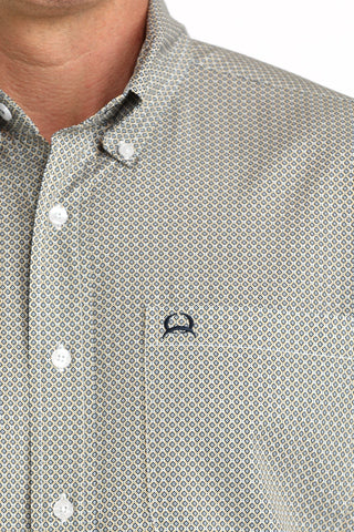 Cinch Men’s ArenaFlex Short Sleeve White Geo Print Western Shirt - Cowboy SwaggerCinch Men’s ArenaFlex Short Sleeve White Geo Print Western ShirtShirts & Tops