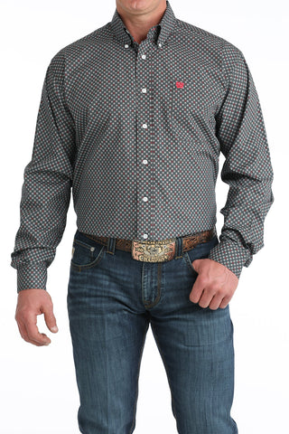 Cinch Men’s Black Long Sleeve Western Button Down Shirt with Pink & Teal Print - Cowboy SwaggerCinch Men’s Black Long Sleeve Western Button Down Shirt with Pink & Teal Print